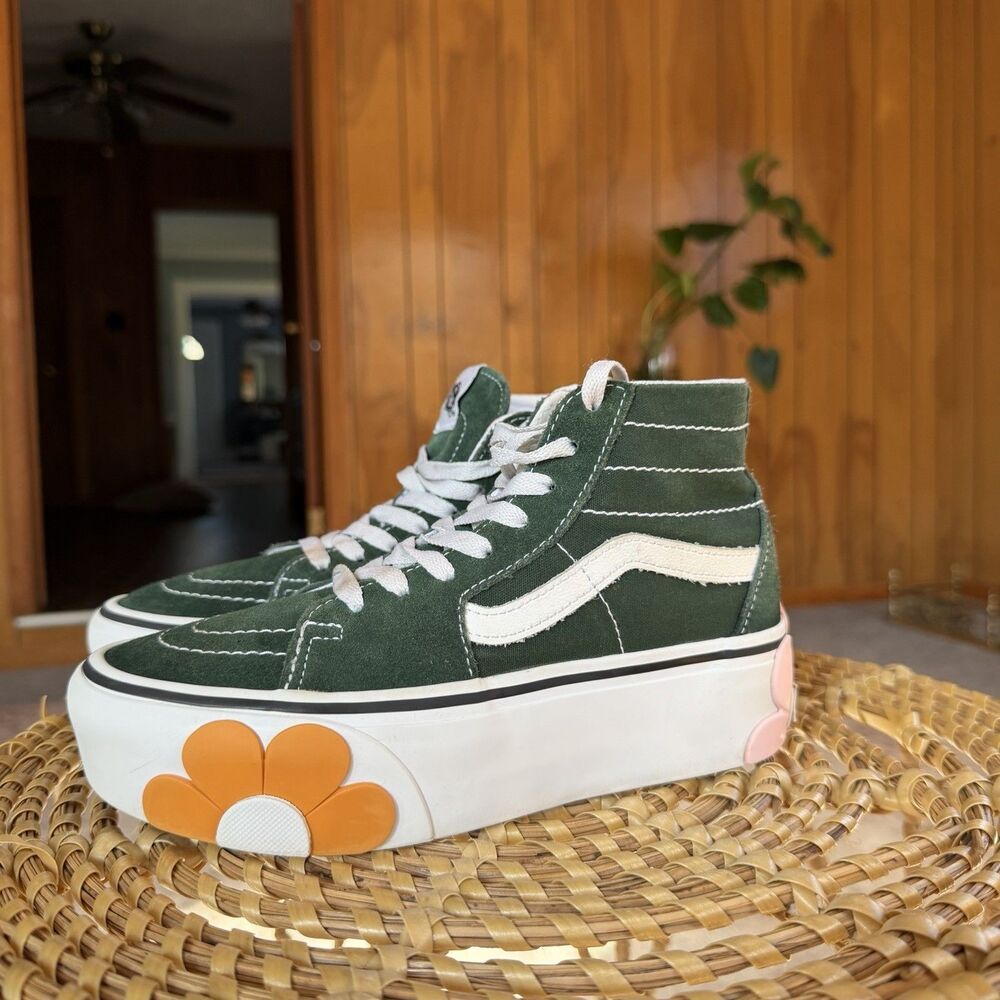 VANS SK8-HI TAPERED STACKFORM OSF SHOE Canvas Dark Green Floral Womens US 6.5 - Picture 2 of 16